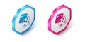 Isometric Game dice icon isolated on white background. Casino gambling. Hexagon button. Vector
