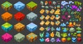 Isometric Game Landscape Icons Set