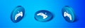 Isometric Gamepad icon isolated on blue background. Game controller. Blue circle button. Vector