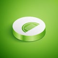 Isometric Garage icon isolated on green background. White circle button. Vector