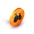 Isometric Garbage bag icon isolated on white background. Orange circle button. Vector Royalty Free Stock Photo
