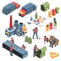 Isometric Garbage Recycling Set