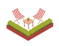 Isometric garden chairs vector concept
