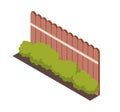Isometric garden fence vector concept