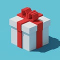 Isometric gift box in pixel art style