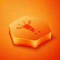 Isometric Giraffe head icon isolated on orange background. Animal symbol. Orange hexagon button. Vector