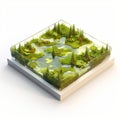 Isometric Glass Container: 3d Landscape Of Shiny Plastic Swamp