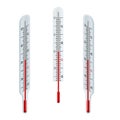 Isometric Glass Mercury Thermometer Measurement range 35-42 C on white background. Thermometer medical. A glass
