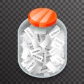 Isometric Glass Pot Jar Advice Offer Idea Transparent Background Mockup Icon 3d Realistic Design Vector Illustration