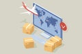 Isometric Global logistics network. On-time delivery. Interactive panel for tracking cargo online. Royalty Free Stock Photo