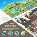 Isometric Global Logistics Poster Royalty Free Stock Photo
