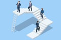 Isometric goal and target achievement concept. Hope to success in business, accomplishment or reaching business goal Royalty Free Stock Photo