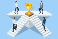 Isometric goal and target achievement concept. Hope to success in business, accomplishment or reaching business goal Royalty Free Stock Photo