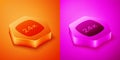 Isometric Gold bars 24k icon isolated on orange and pink background. Banking business concept. Hexagon button. Vector Royalty Free Stock Photo