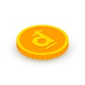 Isometric gold coin icon with Vietnam Dong sign. 3d VND Cash, currency of Vietnam, Game coin, banking or casino money