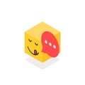 Isometric gourmet icon like emoji face on white