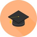 Isometric Graduate`s cap in circle icon. Confederate. Symbol of the end of an educational institution or school. Design element fo Royalty Free Stock Photo