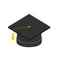 Isometric Graduate`s cap. Confederate. Symbol of the end of an educational institution or school. Design element for student produ