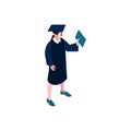 Isometric Graduating Student Icon