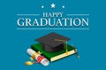 Isometric graduation banner with vector elements