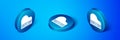 Isometric Grand piano icon isolated on blue background. Musical instrument. Blue circle button. Vector Royalty Free Stock Photo