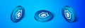 Isometric Grandmother icon isolated on blue background. Blue circle button. Vector
