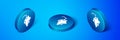 Isometric Grape fruit icon isolated on blue background. Blue circle button. Vector