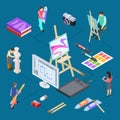 Isometric graphic design, art vector concept. Digital and traditional art illustration