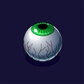 Isometric green eyeball on a dark background