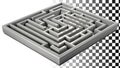 Isometric grey labyrinth maze puzzle challenge complexity solution png transparent image Generative AI