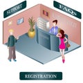 Isometric Office Reception Desk illustration