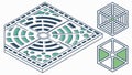 Isometric Grid Pattern with Hexagonal Elements, vector design Generative AI Royalty Free Stock Photo