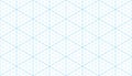 Isometric grid seamless pattern. Outline isometric graph template background. Hexagon and triangles line seamless