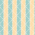 Isometric grid and stripe vector seamless pattern background. Minimal backdrop in blue and yellow. Linear geometric