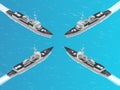 Isometric Guided missile destroyer. Vector hight quality Arleigh Burke-class guided missile destroyer. Military ship Royalty Free Stock Photo