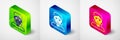 Isometric Hacker or coder icon isolated on grey background. Programmer developer working on code, coding, testing Royalty Free Stock Photo