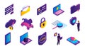 Isometric Hacker Icons Set Royalty Free Stock Photo