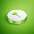 Isometric Hairbrush icon isolated on green background. Comb hair sign. Barber symbol. White circle button. Vector Royalty Free Stock Photo