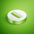 Isometric Hairbrush icon isolated on green background. Comb hair sign. Barber symbol. White circle button. Vector Royalty Free Stock Photo