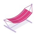 Isometric hammock. Garden summerhouse backyard hammock, hanging canvas bed 3d vector illustration