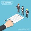 Isometric Hand Signing Contract in front of CEO