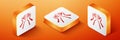 Isometric Hands icon isolated on orange background. Orange square button. Vector