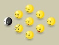 Isometric happy face bubbles game elements