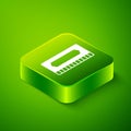 Isometric Harmonica icon isolated on green background. Musical instrument. Green square button. Vector Royalty Free Stock Photo