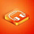 Isometric Headphones icon isolated on orange background. Earphones. Concept for listening to music, service