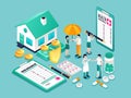 Isometric health insurance composition background Royalty Free Stock Photo