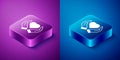Isometric Heart in hand icon isolated on blue and purple background. Hand giving love symbol. Valentines day symbol Royalty Free Stock Photo