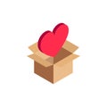 Isometric heart icon in box Royalty Free Stock Photo
