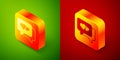 Isometric Heart in speech bubble icon isolated on green and red background. Happy Valentines day. Square button. Vector Royalty Free Stock Photo