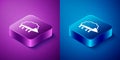 Isometric Hedgehog icon isolated on blue and purple background. Animal symbol. Square button. Vector